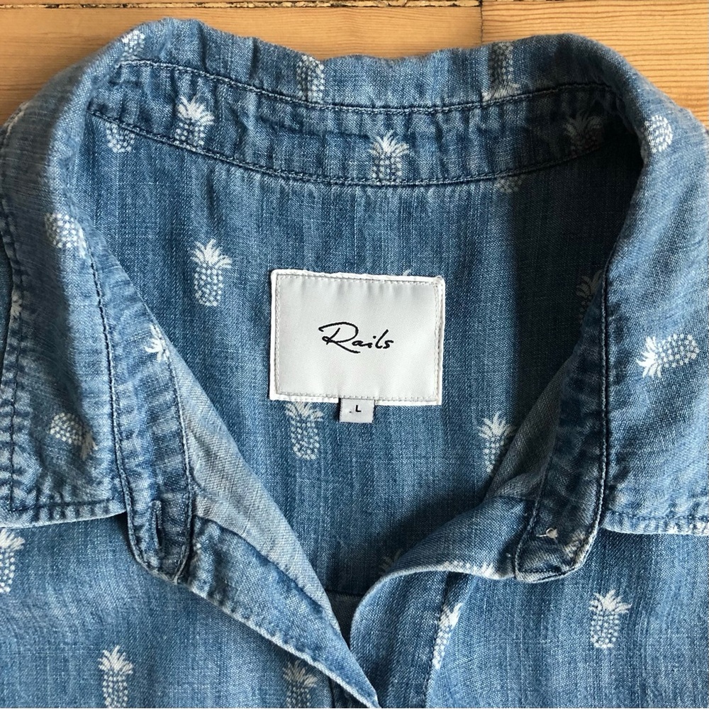Rails Denim Short Sleeve Button Down With Pineapp… - image 6